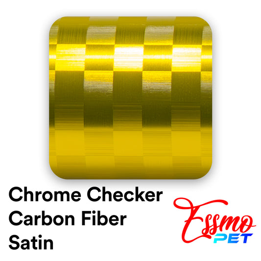 PET Chrome Checker Carbon Fiber Satin Gold Vinyl Wrap