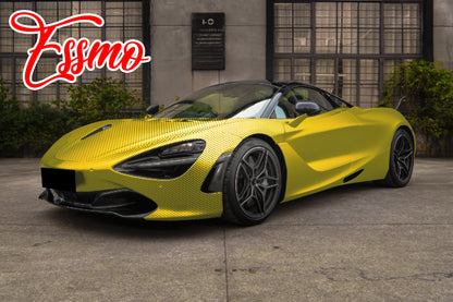 PET Chrome Checker Carbon Fiber Satin Gold Vinyl Wrap