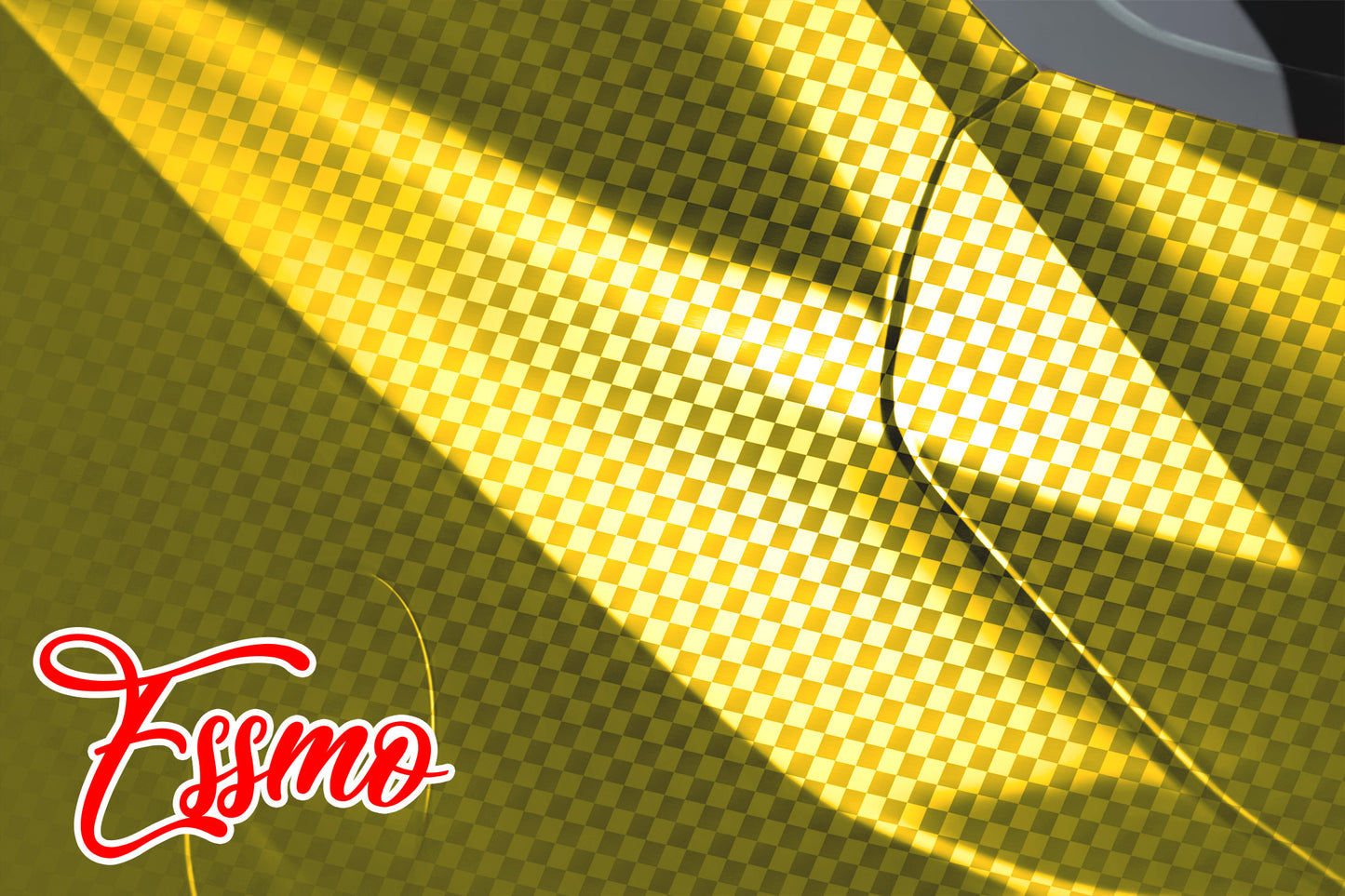 PET Chrome Checker Carbon Fiber Satin Gold Vinyl Wrap