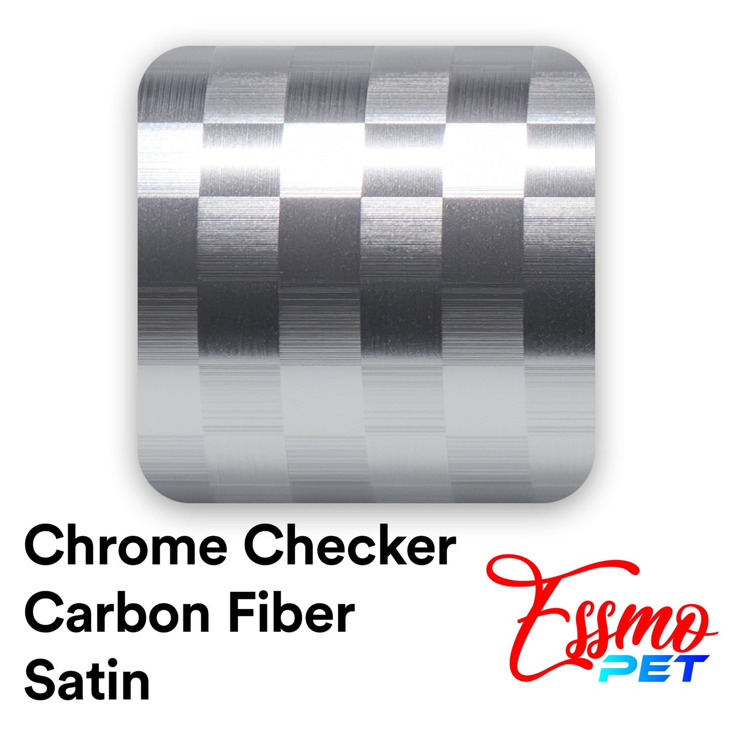 PET Chrome Checker Carbon Fiber Satin Silver Vinyl Wrap