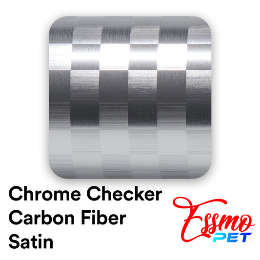 PET Chrome Checker Carbon Fiber Satin Silver Vinyl Wrap