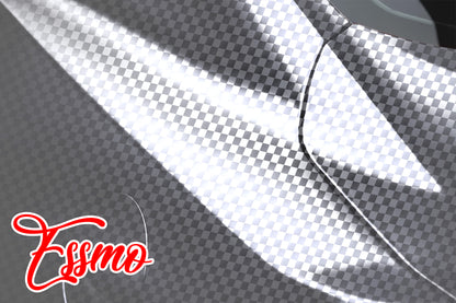 PET Chrome Checker Carbon Fiber Satin Silver Vinyl Wrap