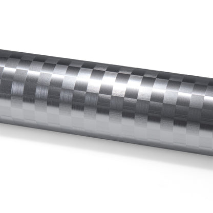 PET Chrome Checker Carbon Fiber Satin Silver Vinyl Wrap