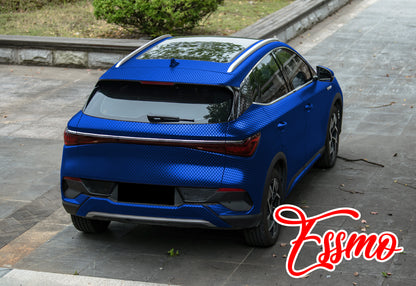 PET Chrome Checker Carbon Fiber Satin Blue Vinyl Wrap