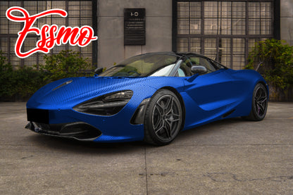 PET Chrome Checker Carbon Fiber Satin Blue Vinyl Wrap