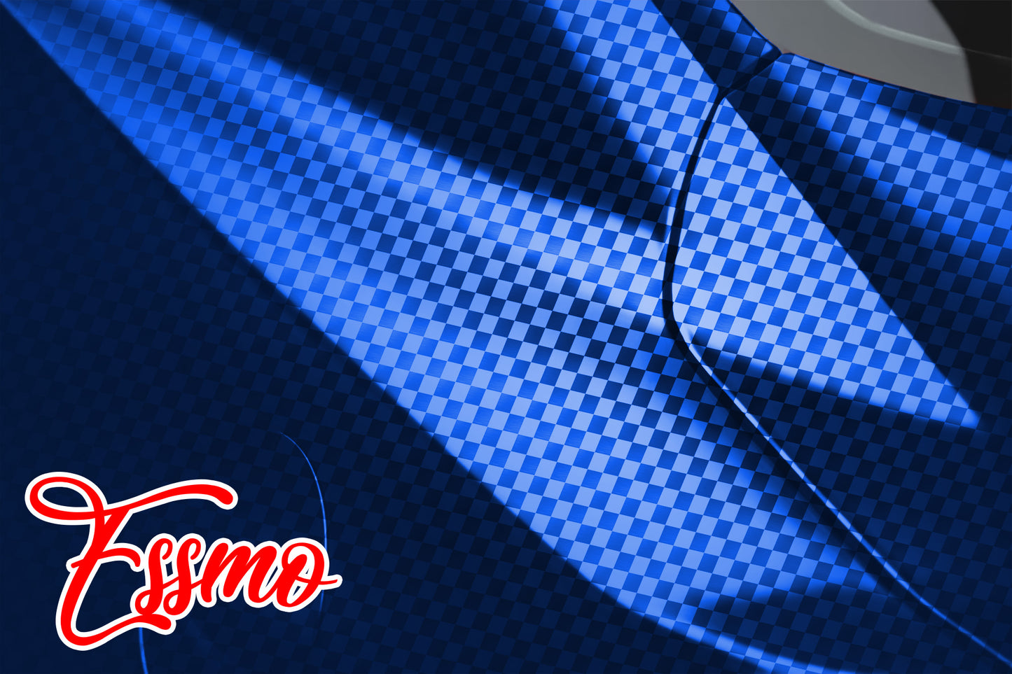 PET Chrome Checker Carbon Fiber Satin Blue Vinyl Wrap