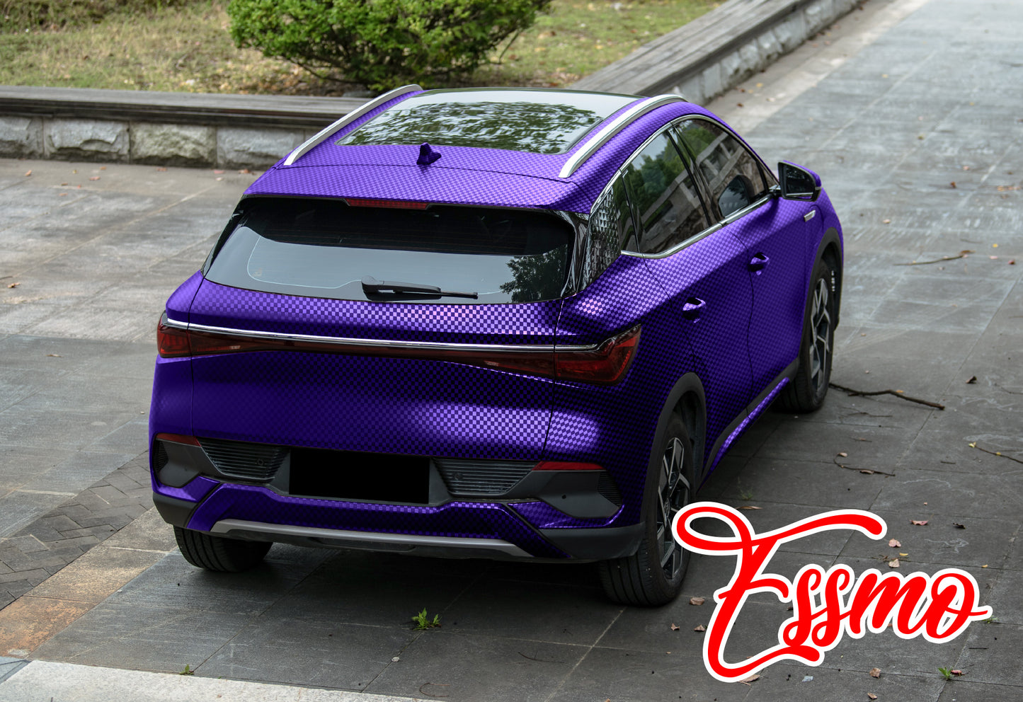 PET Chrome Checker Carbon Fiber Satin Purple Vinyl Wrap