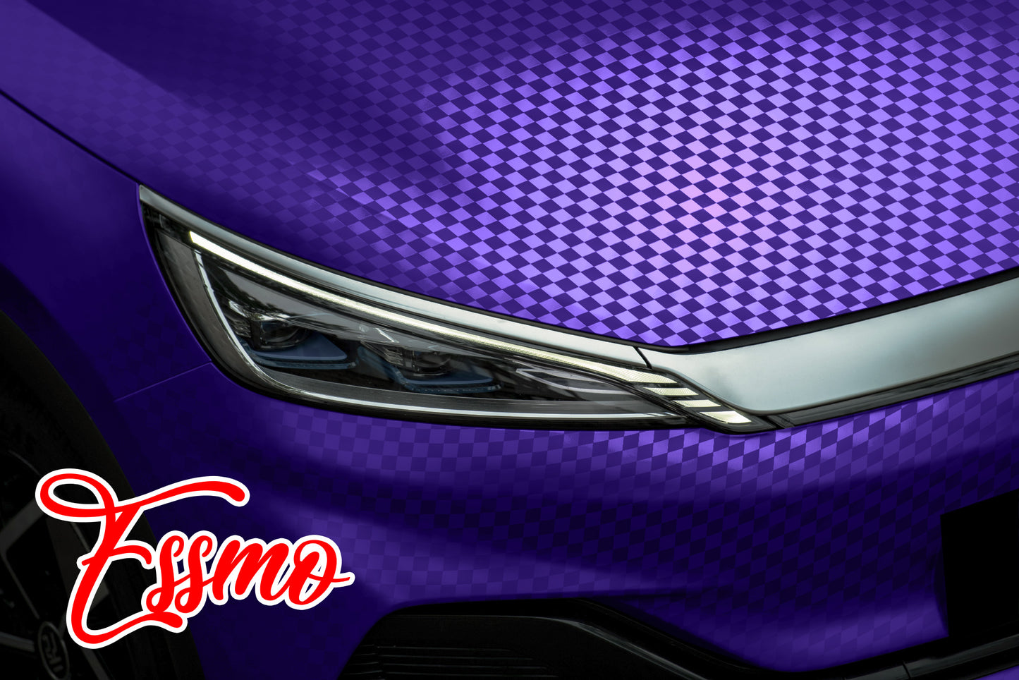 PET Chrome Checker Carbon Fiber Satin Purple Vinyl Wrap