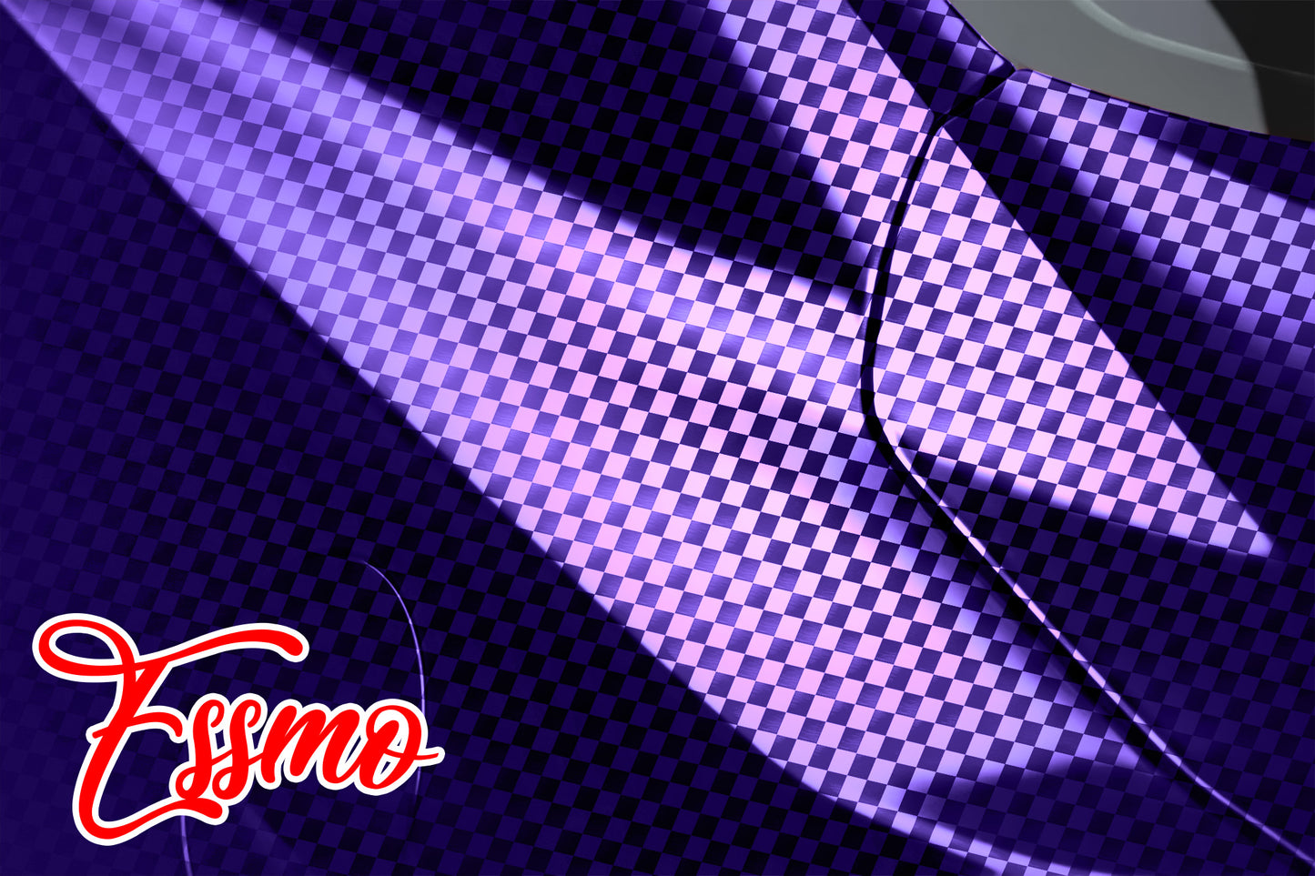 PET Chrome Checker Carbon Fiber Satin Purple Vinyl Wrap