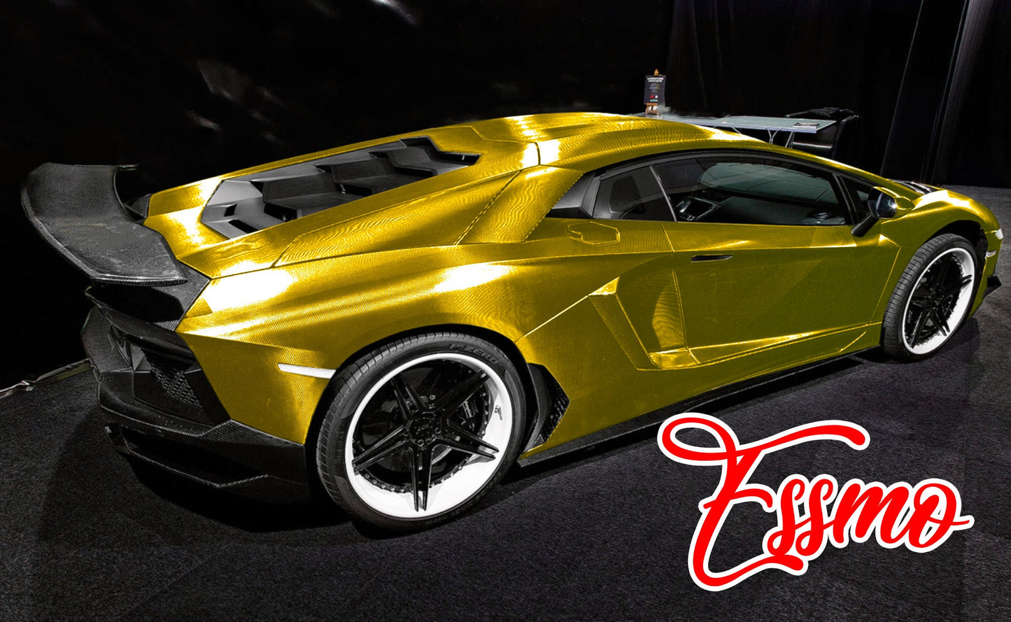 PET Chrome 7D Carbon Fiber Gold Vinyl Wrap
