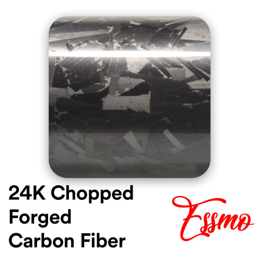 24K Chopped Forged Carbon Fiber Gloss Black Vinyl Wrap