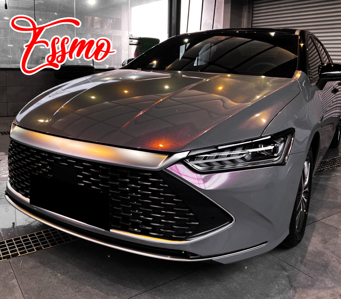 PET Galaxy Dust Gloss Phantom Gray Red Vinyl Wrap