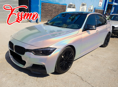 PET Laser Flip Gloss White Vinyl Wrap