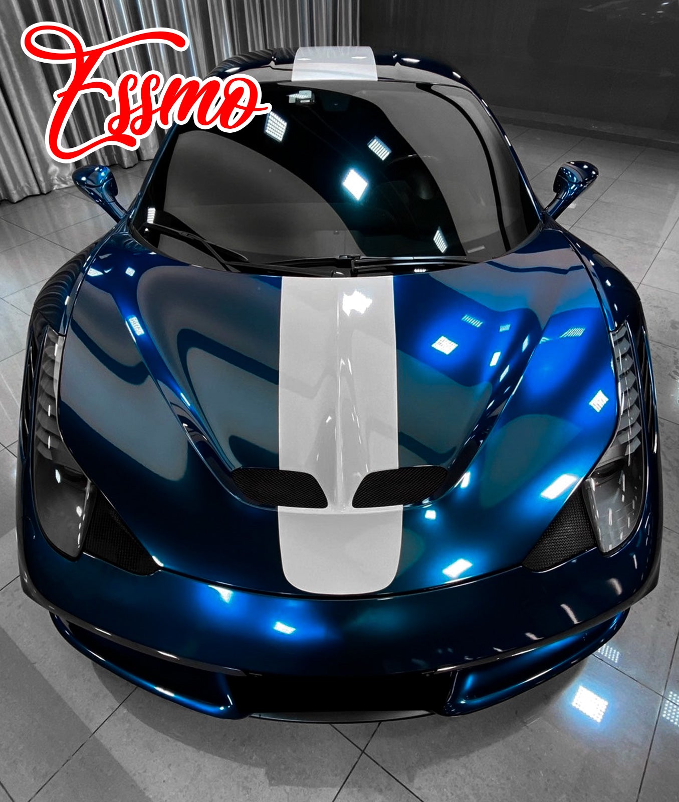PET Super Gloss Metallic Shadow Blue Vinyl Wrap