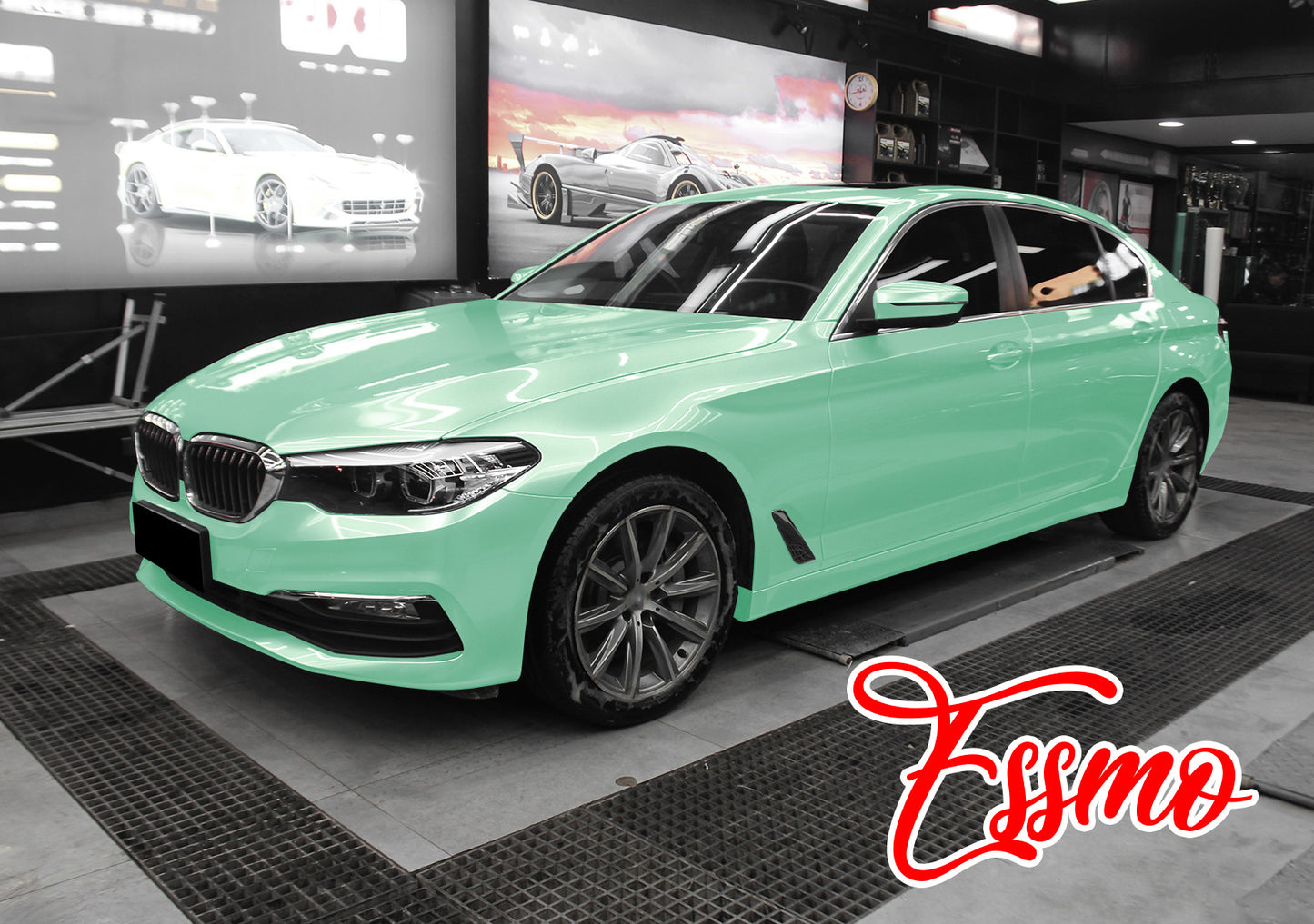 PET Super Gloss Pearlescent Emerald White Vinyl Wrap