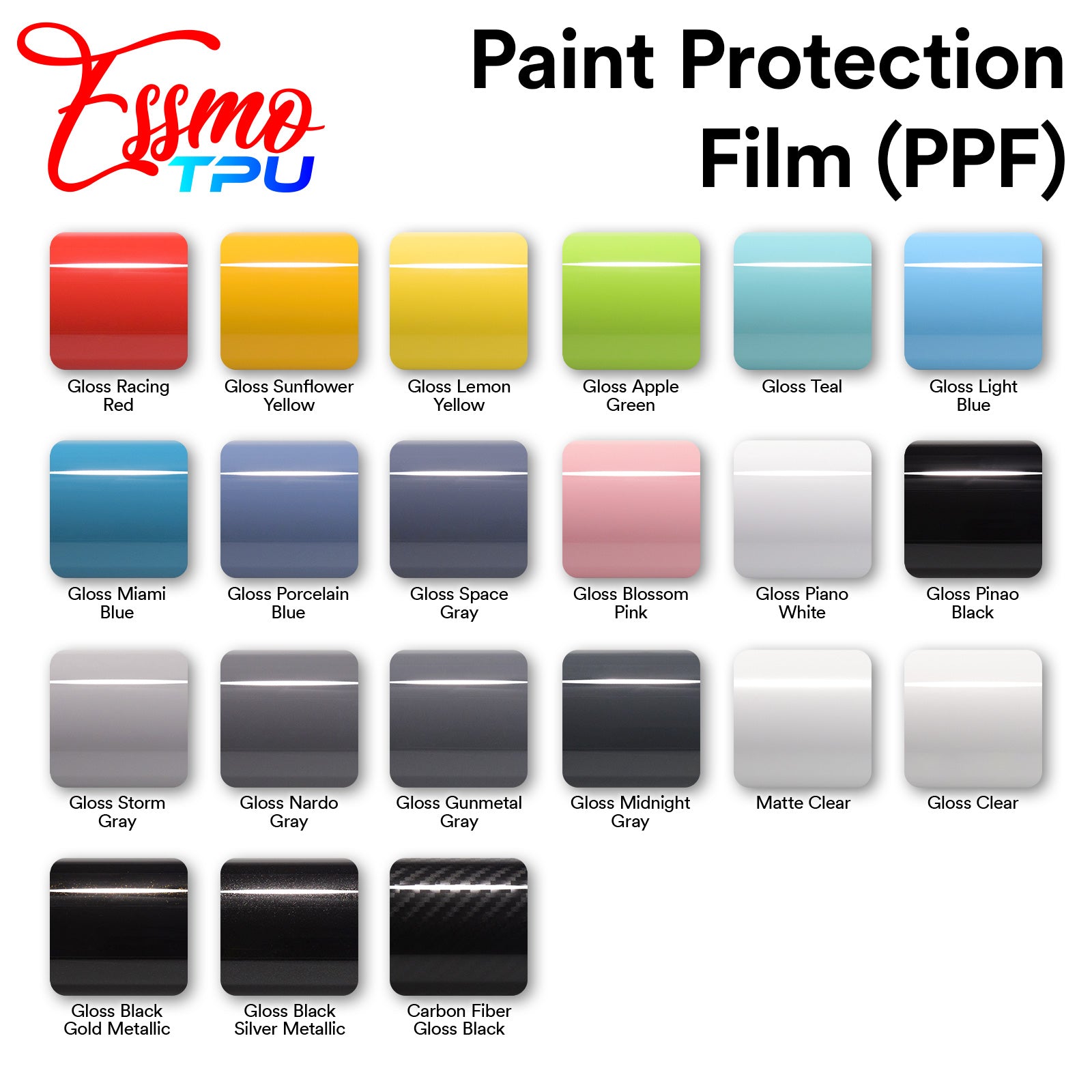 Glossy Black Silver Metallic Paint Protection PPF Self Healing 1FT x 5FT  Film