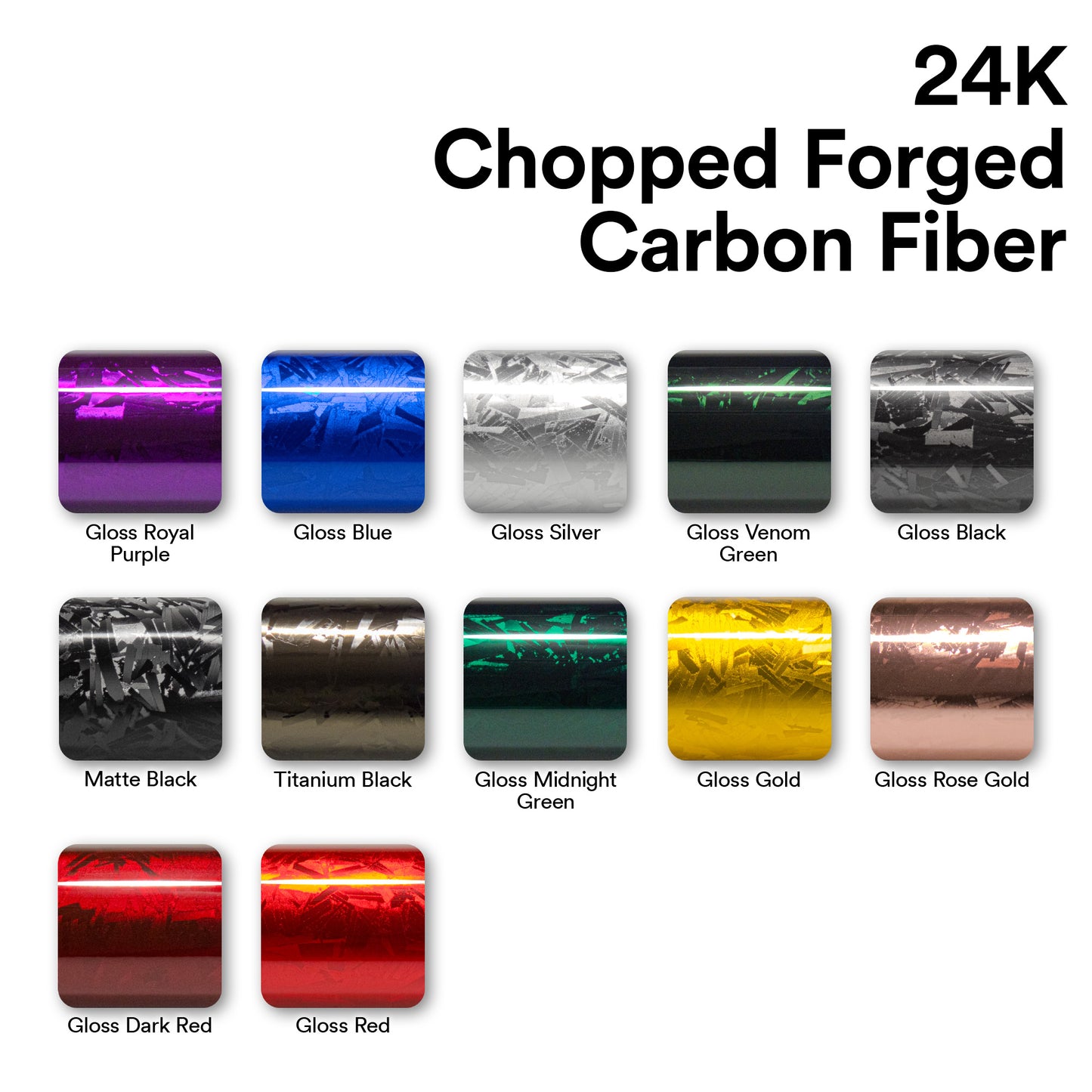 24K Chopped Forged Carbon Fiber Gloss Rose Gold Vinyl Wrap