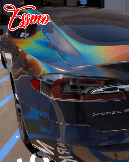 PET Laser Flip Gloss Rainbow Gray Vinyl Wrap