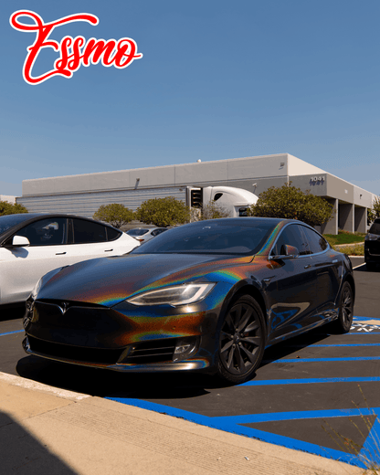 PET Laser Flip Gloss Rainbow Gray Vinyl Wrap