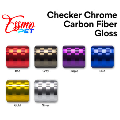 PET Chrome Checker Carbon Fiber Gloss Gray Vinyl Wrap