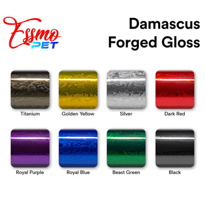 PET Damascus Forged Gloss Dark Red Vinyl Wrap