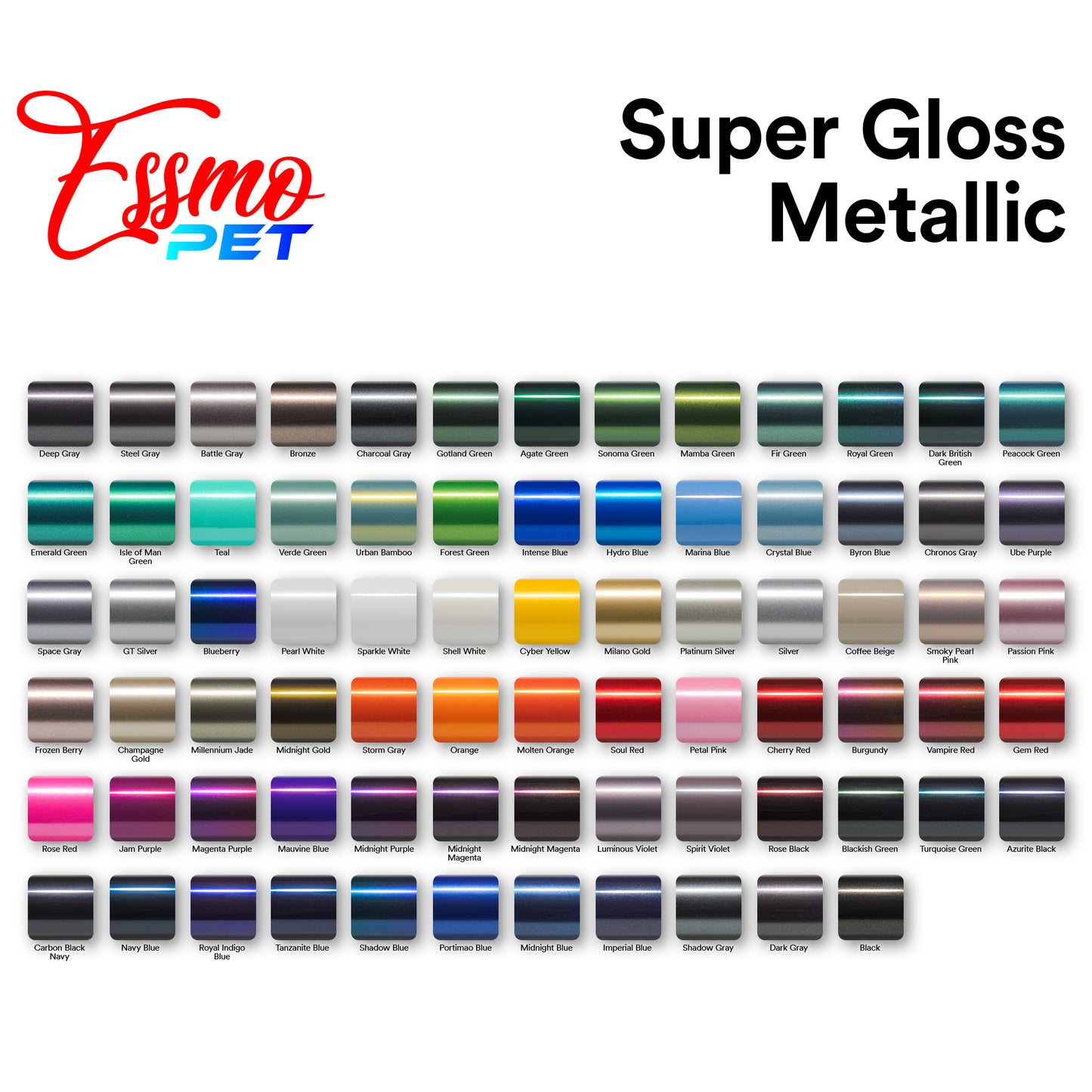 PET Super Gloss Metallic Black Vinyl Wrap