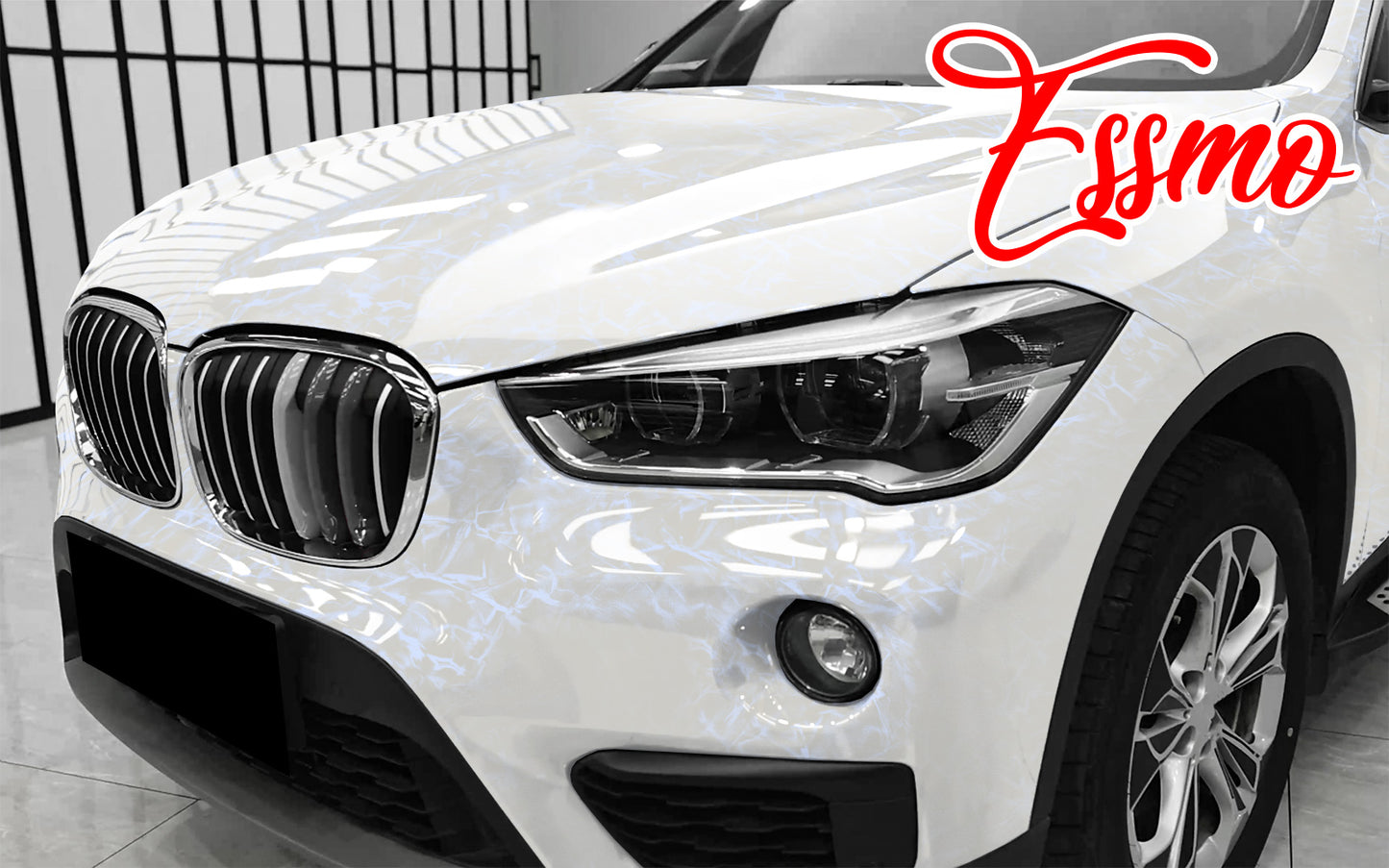 PET Marble Pearl Gloss White Blue Vinyl Wrap