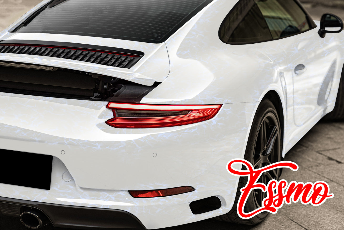 PET Marble Pearl Gloss White Blue Vinyl Wrap