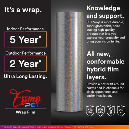 PET Laser Flip Gloss Silver Vinyl Wrap