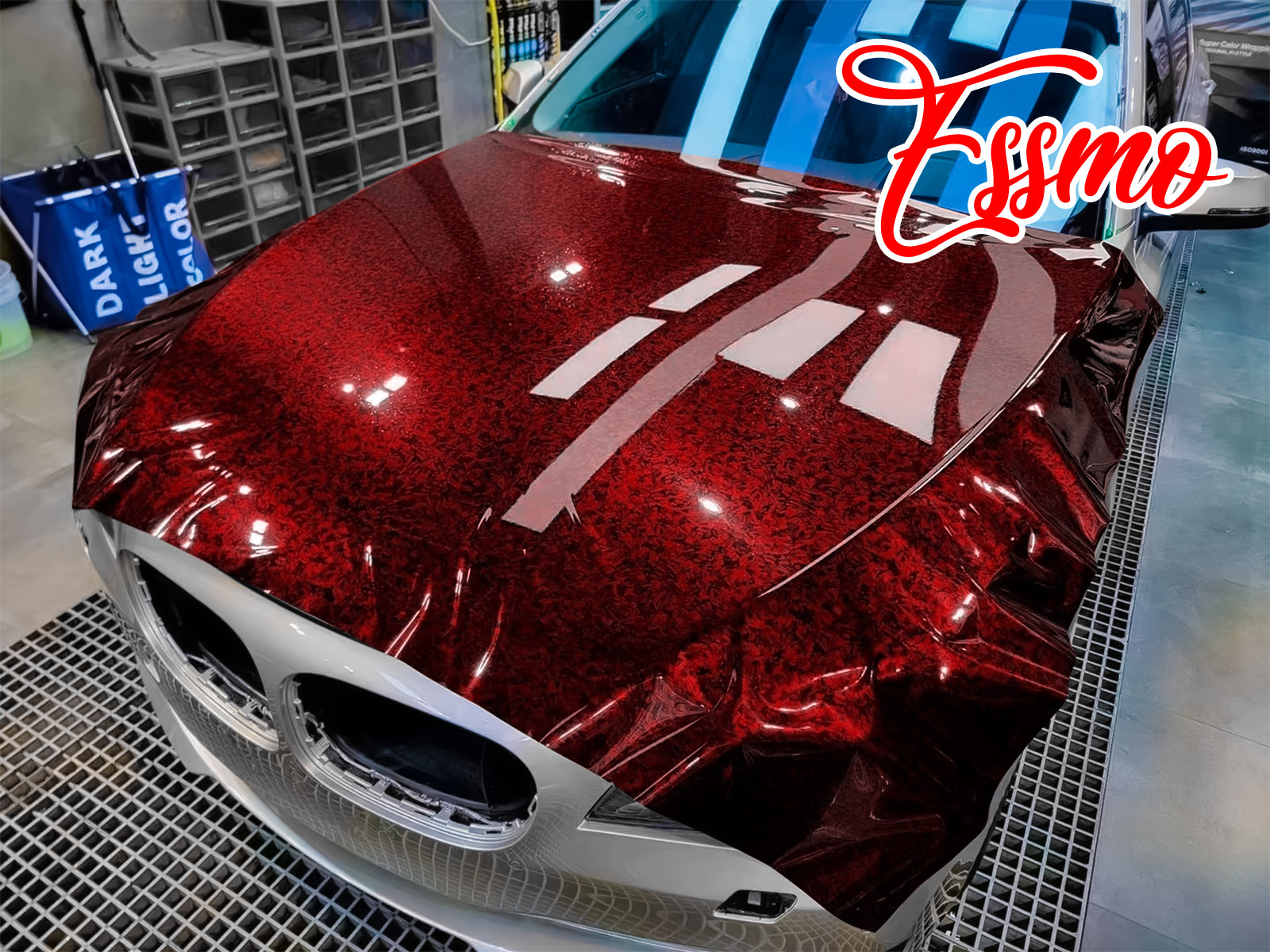 Wrapped Finish 24K Chopped Forged Carbon Fiber Gloss Dark Red Vinyl Wrap – Essmovinyl