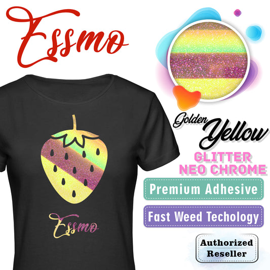 ESSMO™ Golden Yellow Neo Chrome Glitter Holographic Sparkle Heat Transfer Vinyl HTV DHFL01