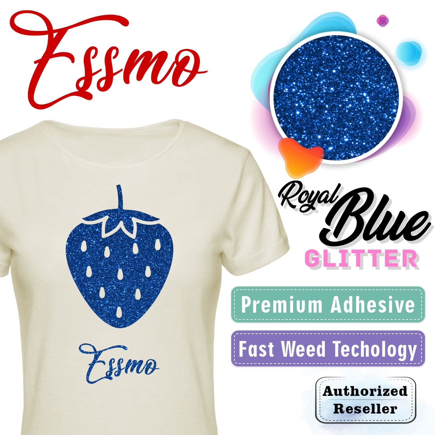 ESSMO™ Royal Blue Glitter Sparkle Heat Transfer Vinyl HTV DG07