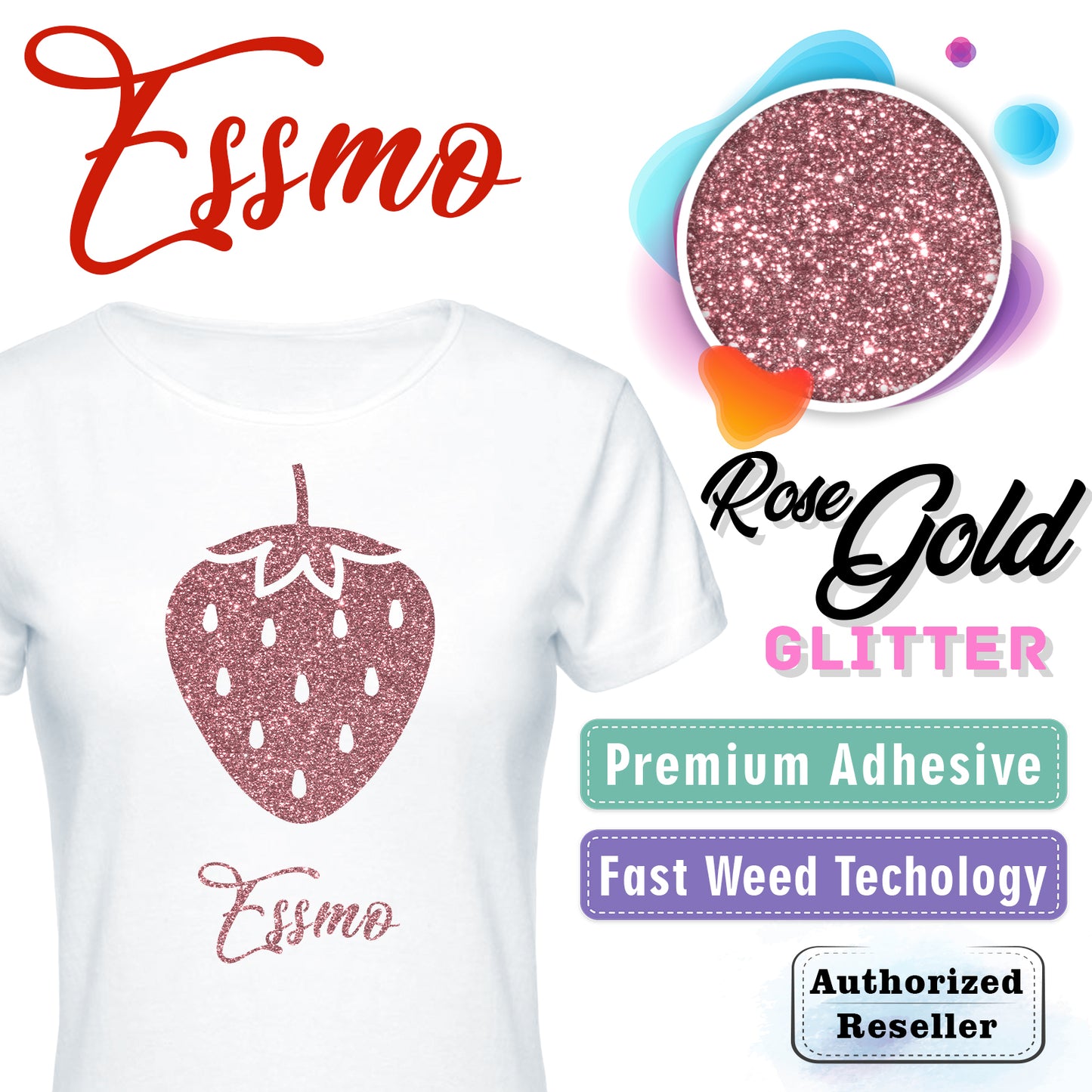 ESSMO™ Rose Gold Glitter Sparkle Heat Transfer Vinyl HTV DG25