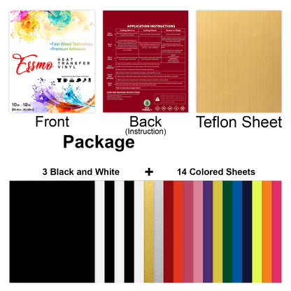 20pcs 16 Colors Matte Heat Transfer Vinyl 12"x10" HTV Bundle