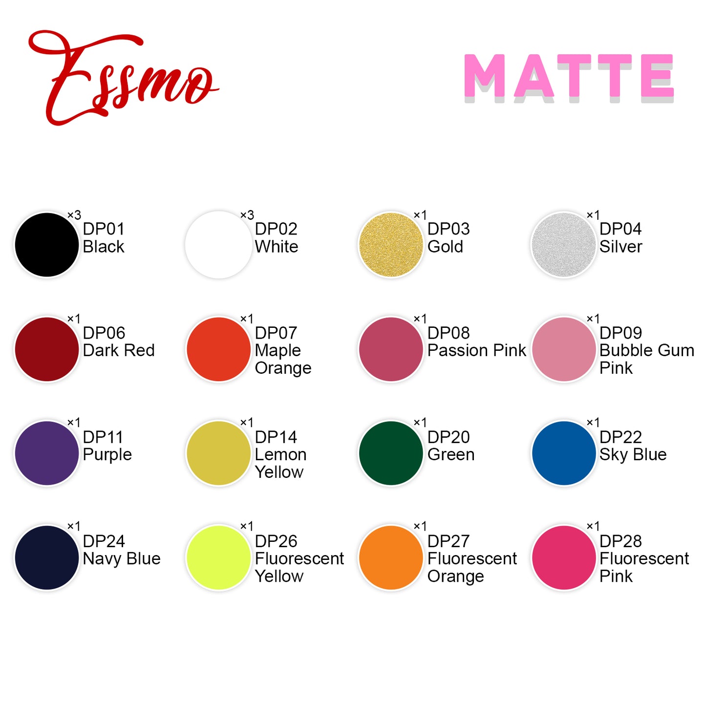 20pcs 16 Colors Matte Heat Transfer Vinyl 12"x10" HTV Bundle