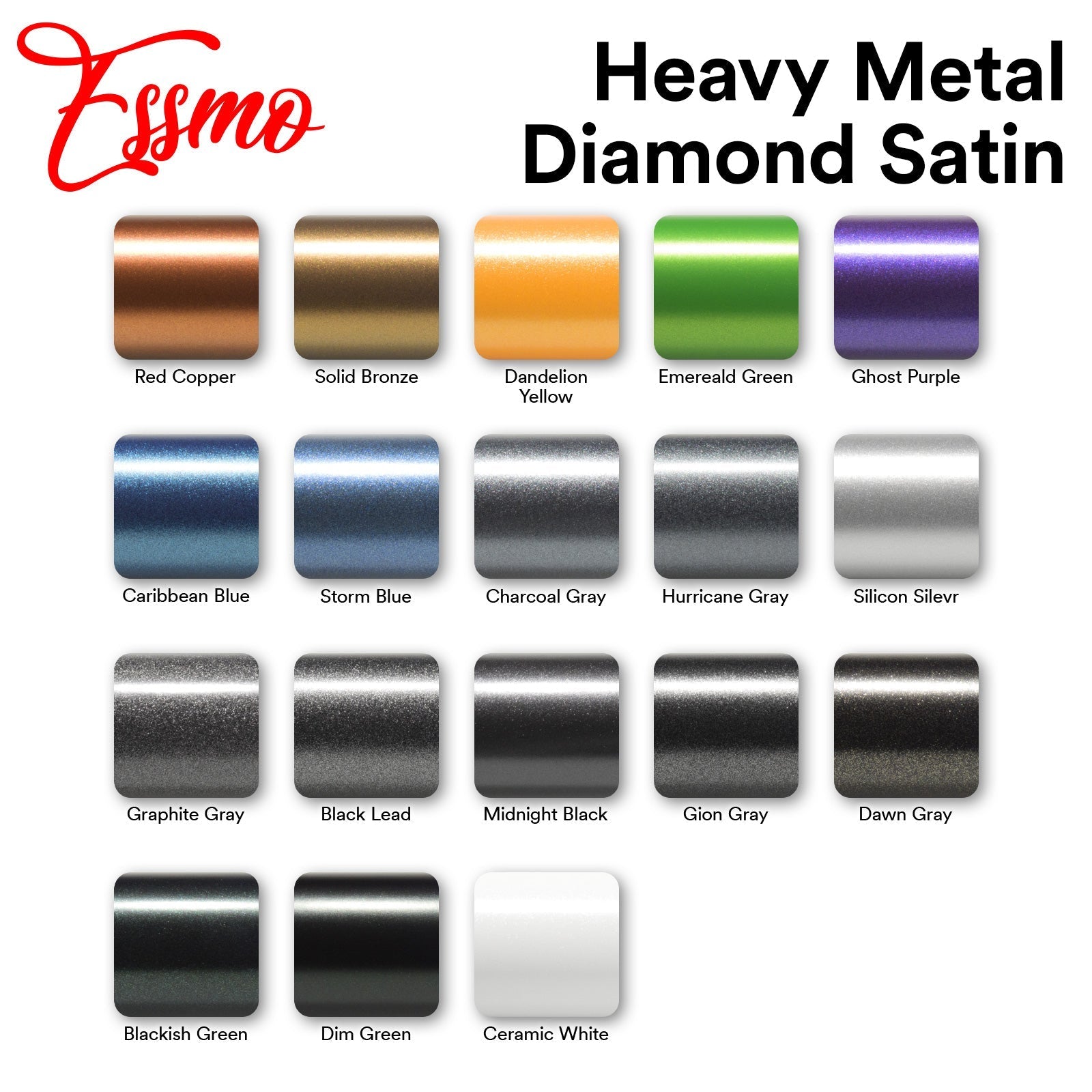 Heavy Metal Diamond Satin Ceramic White Vinyl Wrap – Essmovinyl