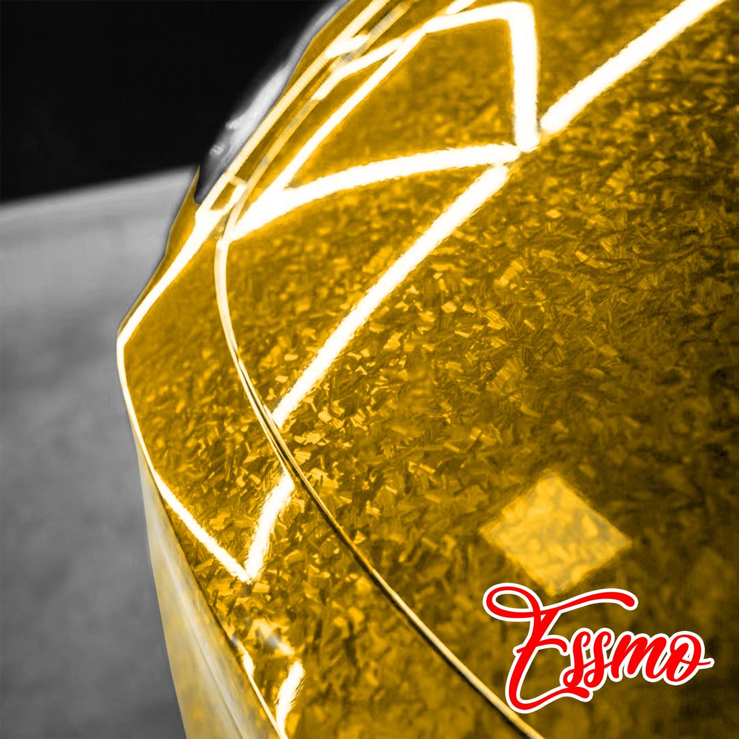 24K Chopped Forged Carbon Fiber Gloss Gold Vinyl Wrap
