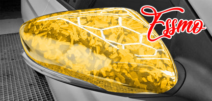 24K Chopped Forged Carbon Fiber Gloss Gold Vinyl Wrap