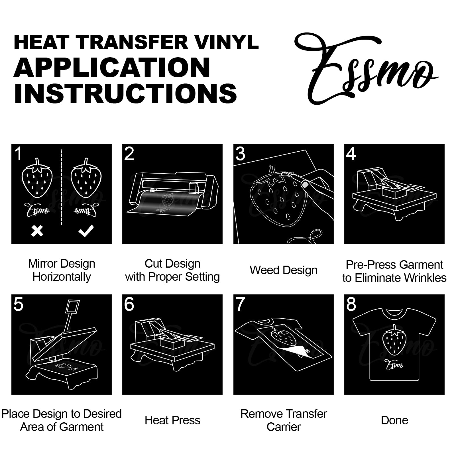ESSMO™ Black Matte Solid Heat Transfer Vinyl HTV DP01