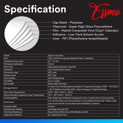 ESSMO Swatch Sample Deck Super Gloss Metallic PET Deck Book Auto Wrap Vinyl Wrapping Film